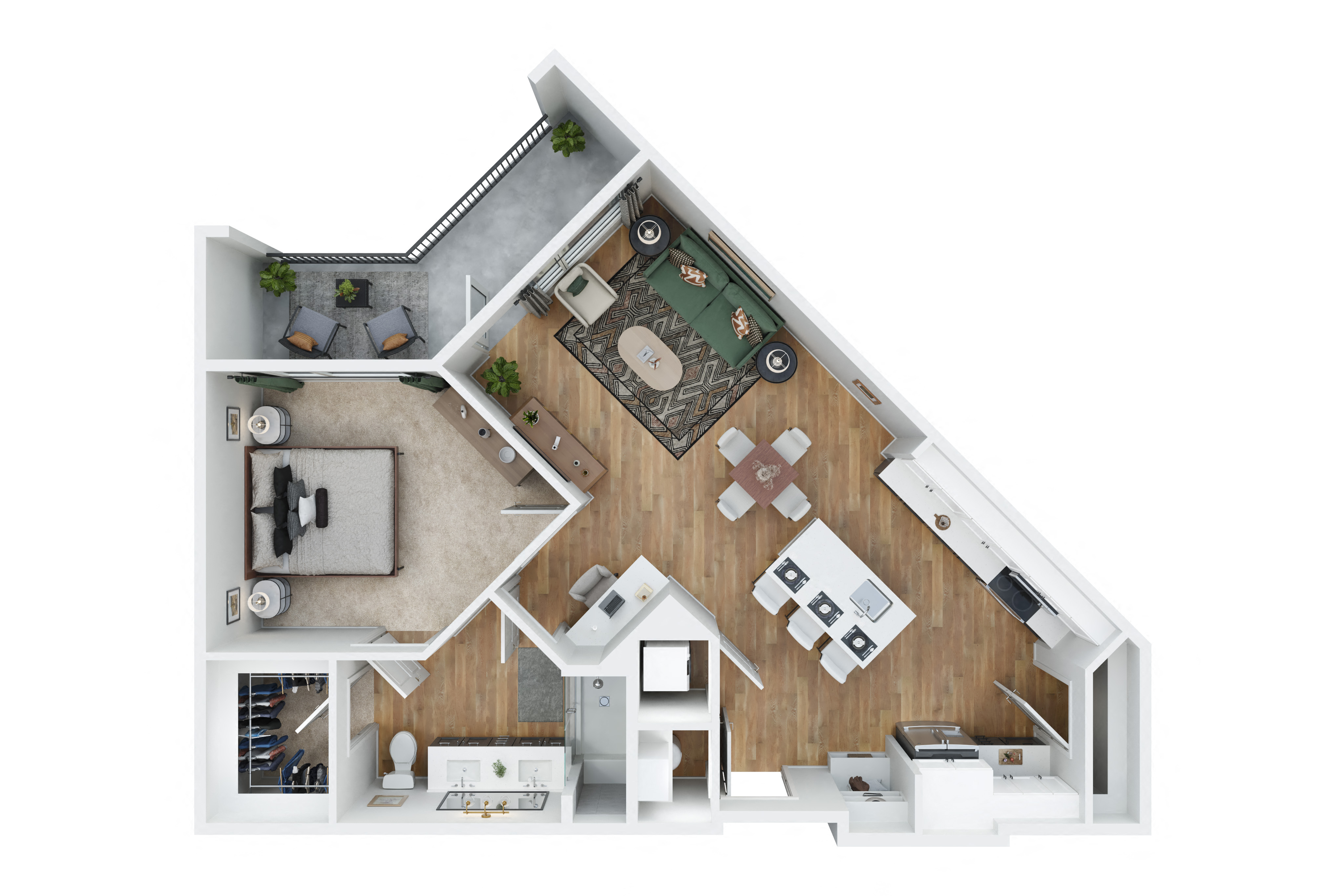 Floor plan for 1 bed, 1 bath, 811 sqft